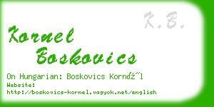 kornel boskovics business card